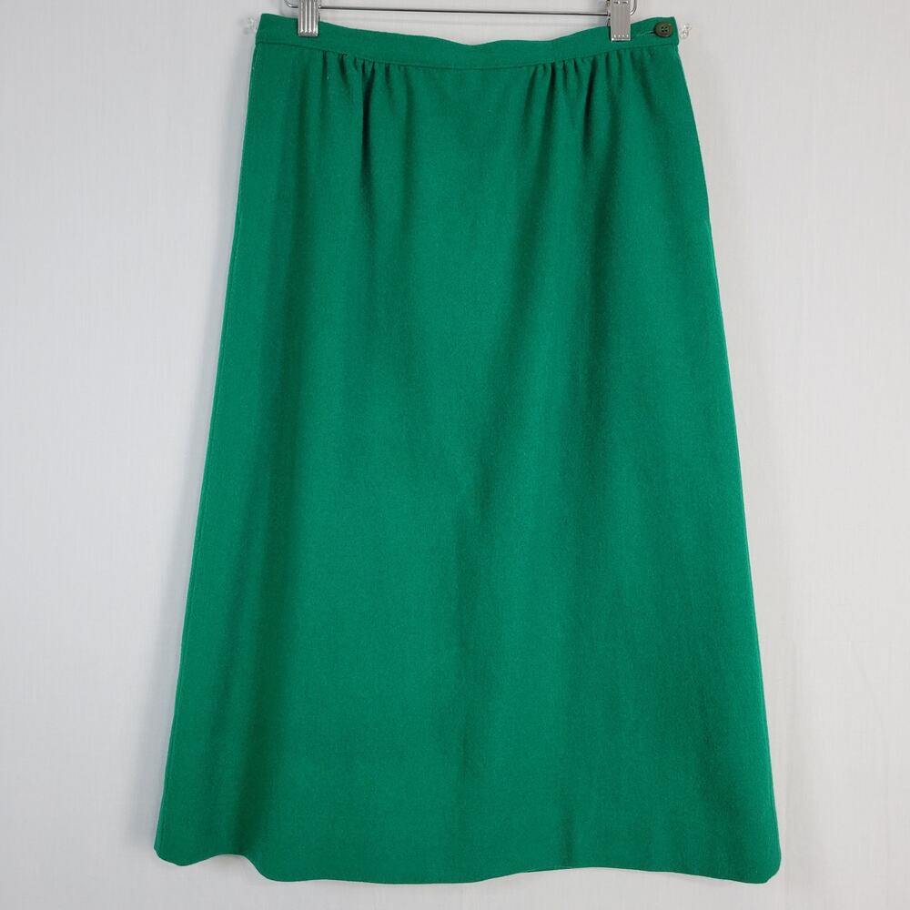Vintage Pendleton Pure Virgin Wool Aline Skirt size 10 Green Office Classic USA